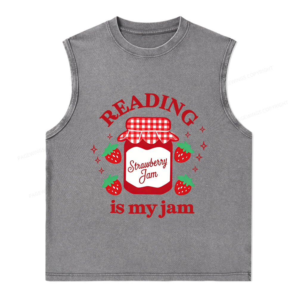 Pagewings Valentines Day Reading is My Jam Unisex Washed Tank Top