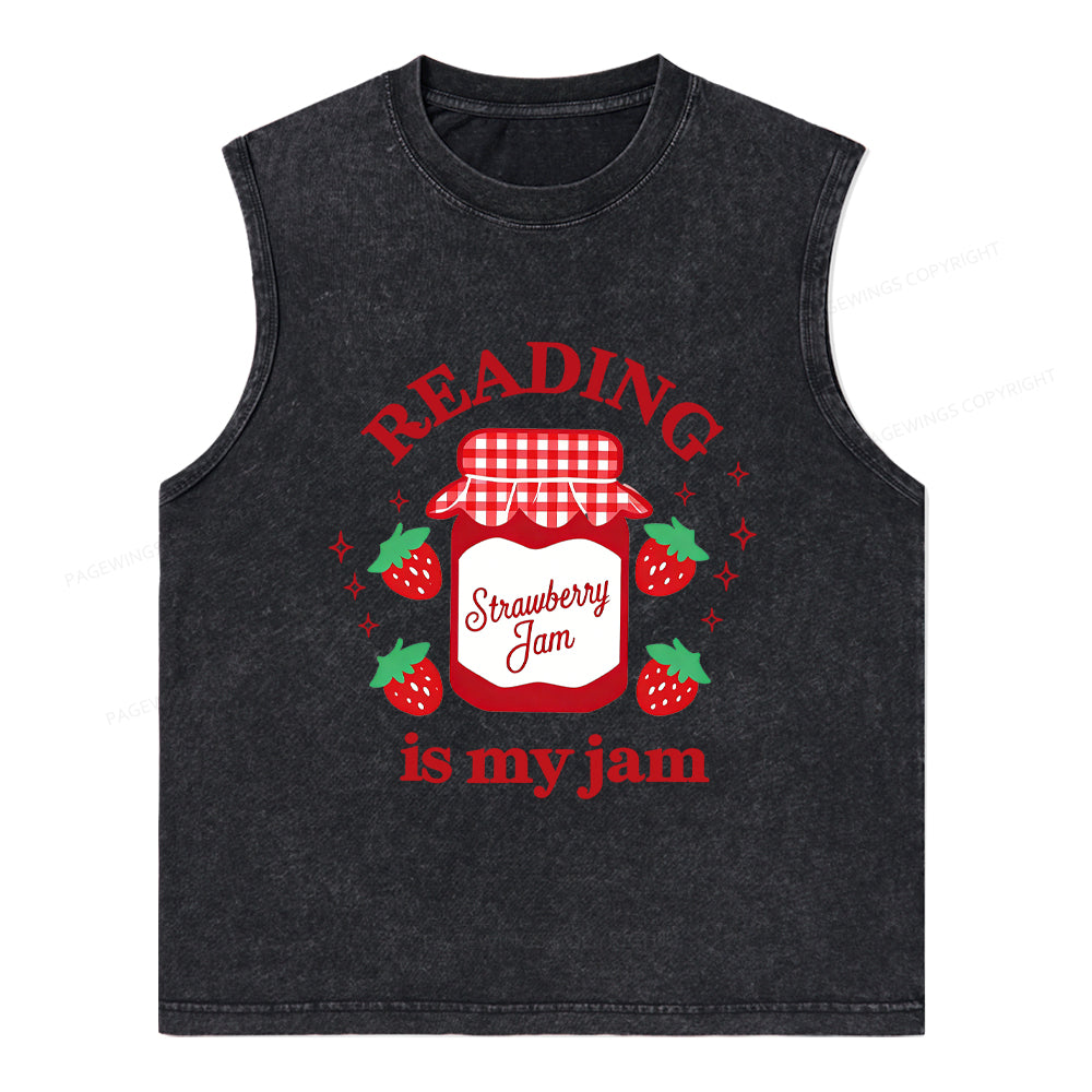 Pagewings Valentines Day Reading is My Jam Unisex Washed Tank Top