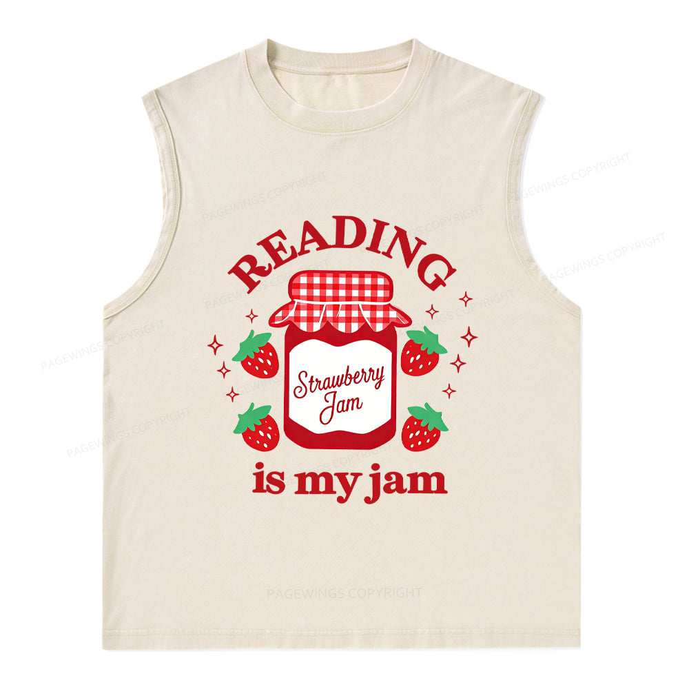 Pagewings Valentines Day Reading is My Jam Unisex Washed Tank Top