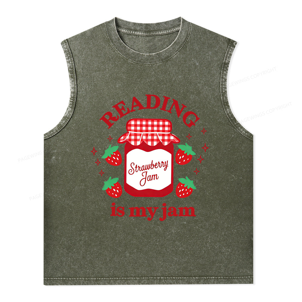 Pagewings Valentines Day Reading is My Jam Unisex Washed Tank Top